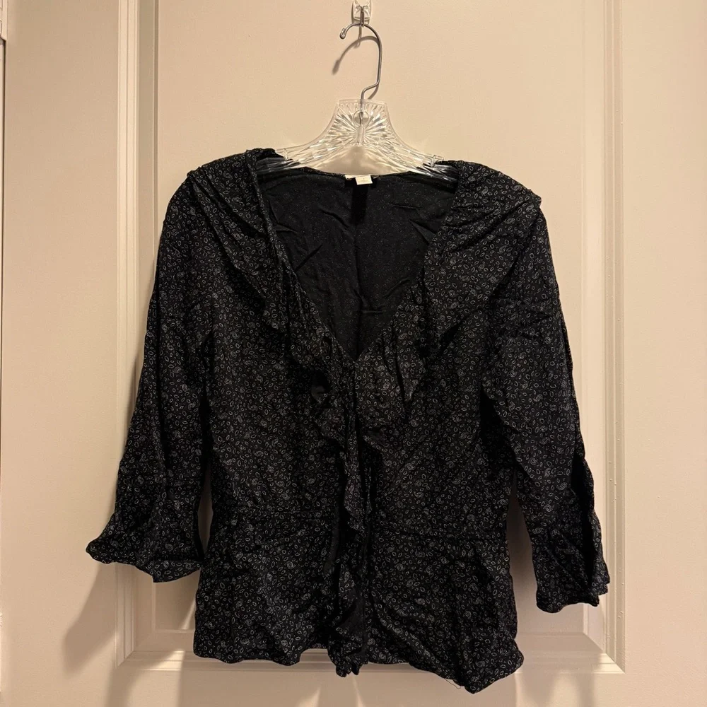 HINGE Print Cascade Ruffle Top - Picture 5 of 9